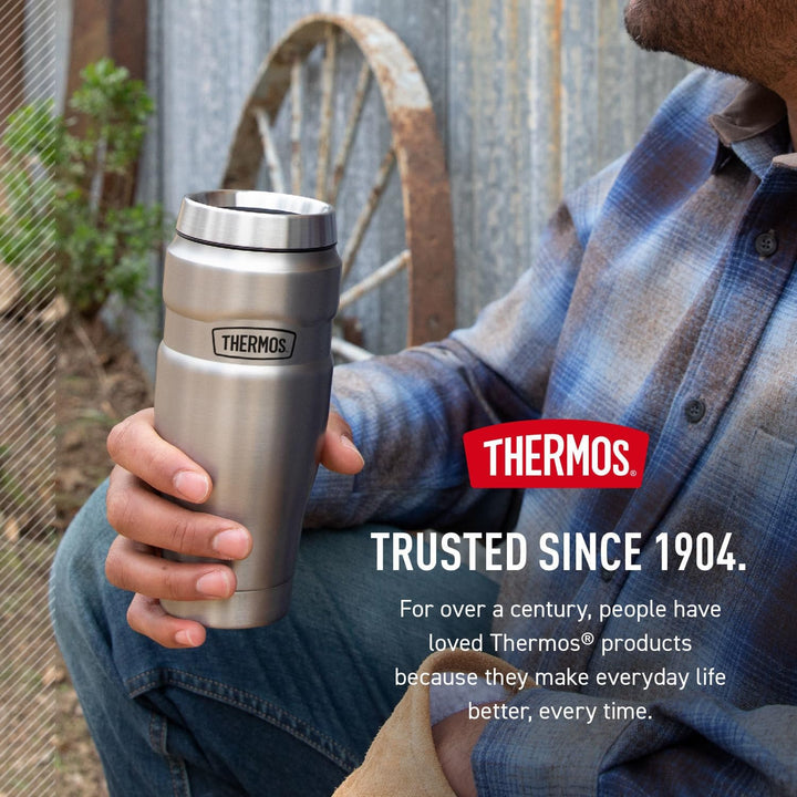 Thermos Stainless King 16 Ounce Travel Tumbler, Stainless Stee Matter Stahl, Matter Stahl
