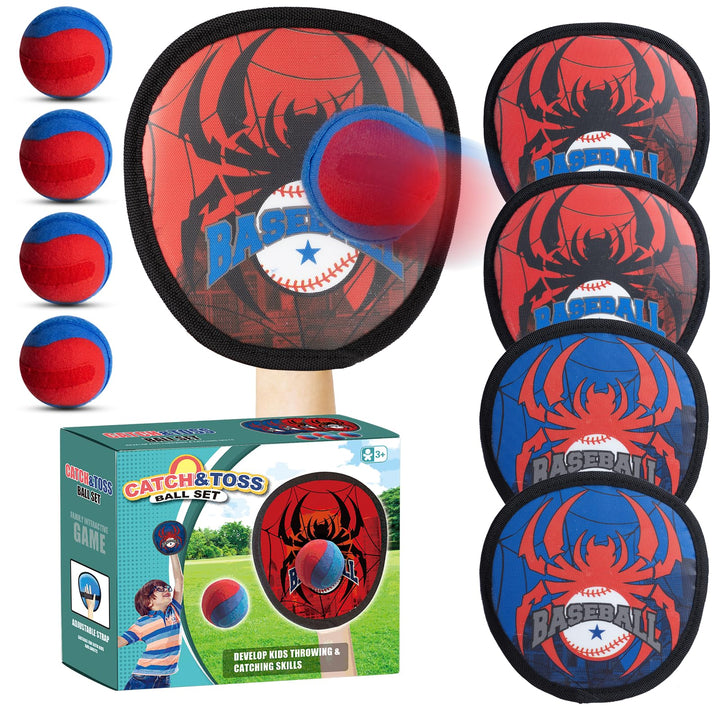 Klettball Set mit 4 Fangscheiben 4 Bälle, Klettballspiel für Kinder ab 3-12 | Ballspiele für Drausse