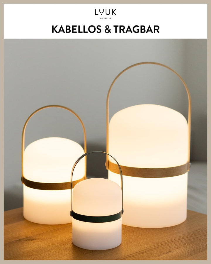 LUUK LIFESTYLE XXL Design Laterne mit Henkel aus Holz, 72h lange Leuchtdauer, per USB aufladbar und