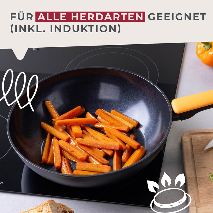 Fackelmann Wokpfanne Soft – Ø 28 cm aus geschmiedetem Aluminium, mit Greblon CK2 Ceramic Beschichtun