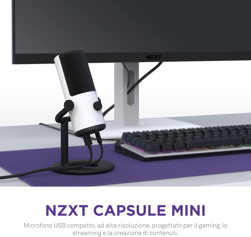 NZXT Capsule Mini USB-Mikrofon - AP-WMMIC-W1 - Hohe Auflösung – Nierenförmige Richtcharakteristik –