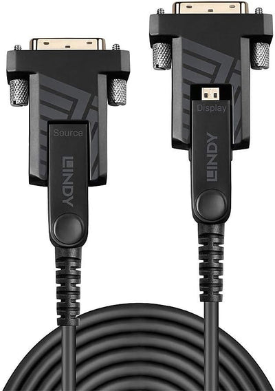 LINDY 38320 10m Fibre Optic Hybrid Micro-HDMI 18G Kabel mit abnehmbaren HDMI- & DVI-Steckern