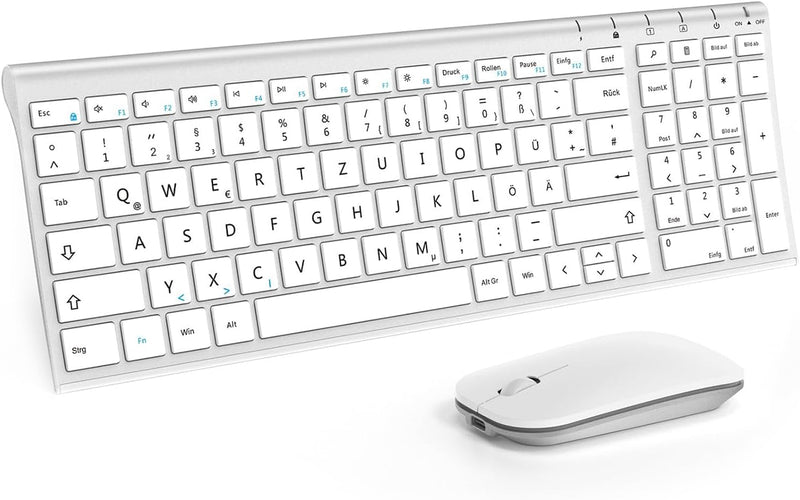 seenda Tastatur Maus Set Kabellos, Wiederaufladbare Aluminium Tastatur mit kompaktes Design, Ultradü