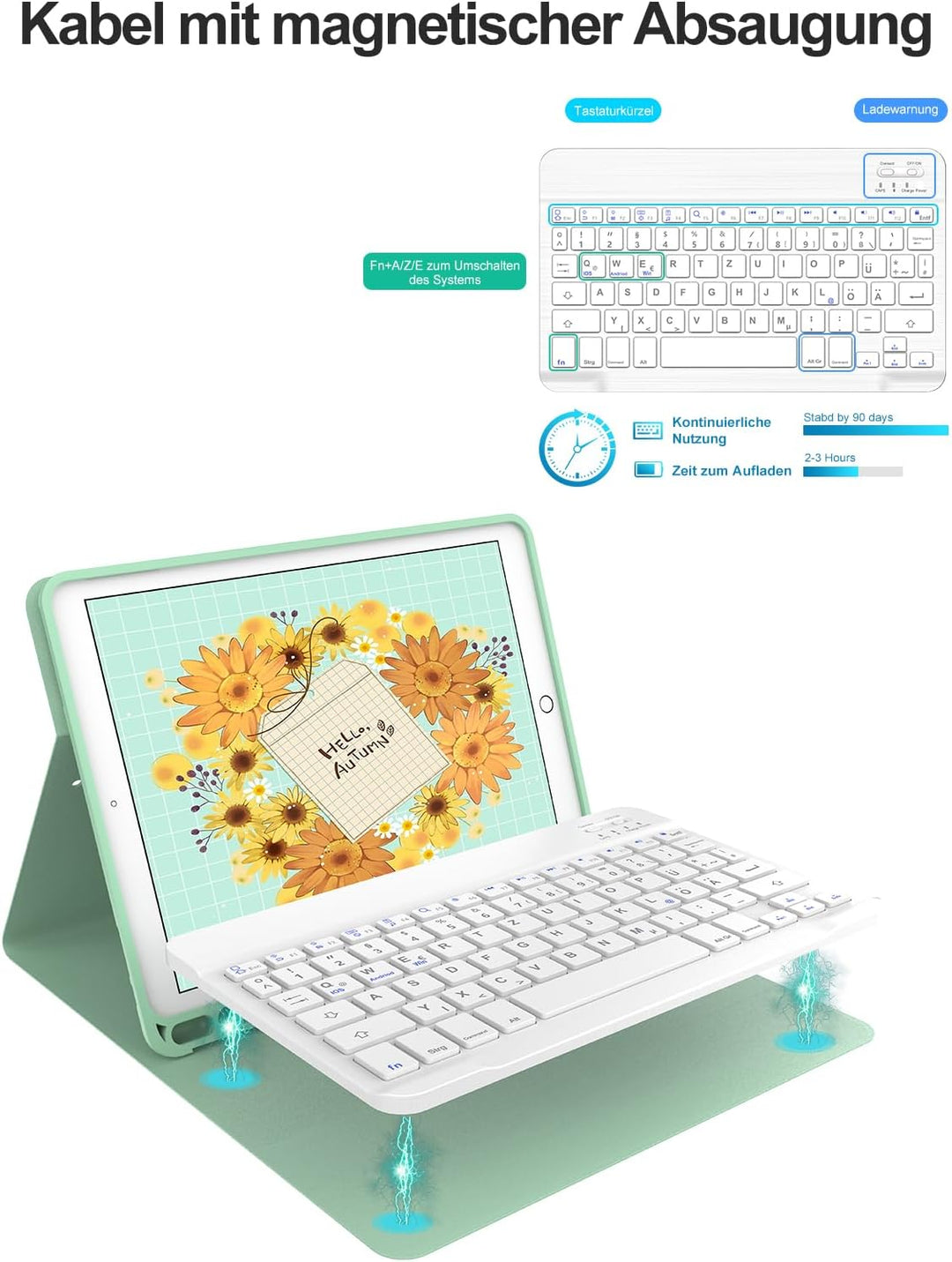 IVEOPPE iPad 9 Generation Hülle mit Tastatur,iPad 10.2 Hülle mit Tastatur, iPad Pro 10 5 Zoll Tastat