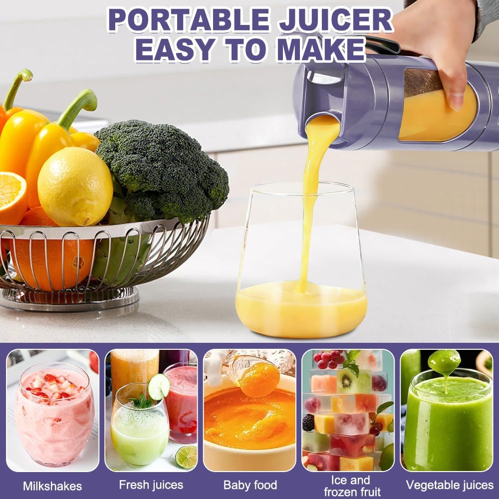 Tragbarer Mixer Smoothie Maker To Go, SGZIOO 450 ML Portable Blender, 12 Klingen, Kleiner Mixer mit