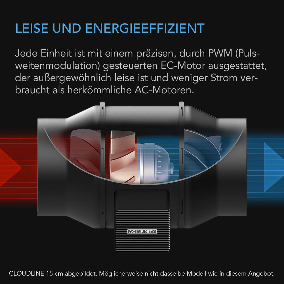 AC Infinity CLOUDLINE LITE A6, Leiser 15,2 cm Inline-Kanalventilator mit Geschwindigkeitsregler, EC-