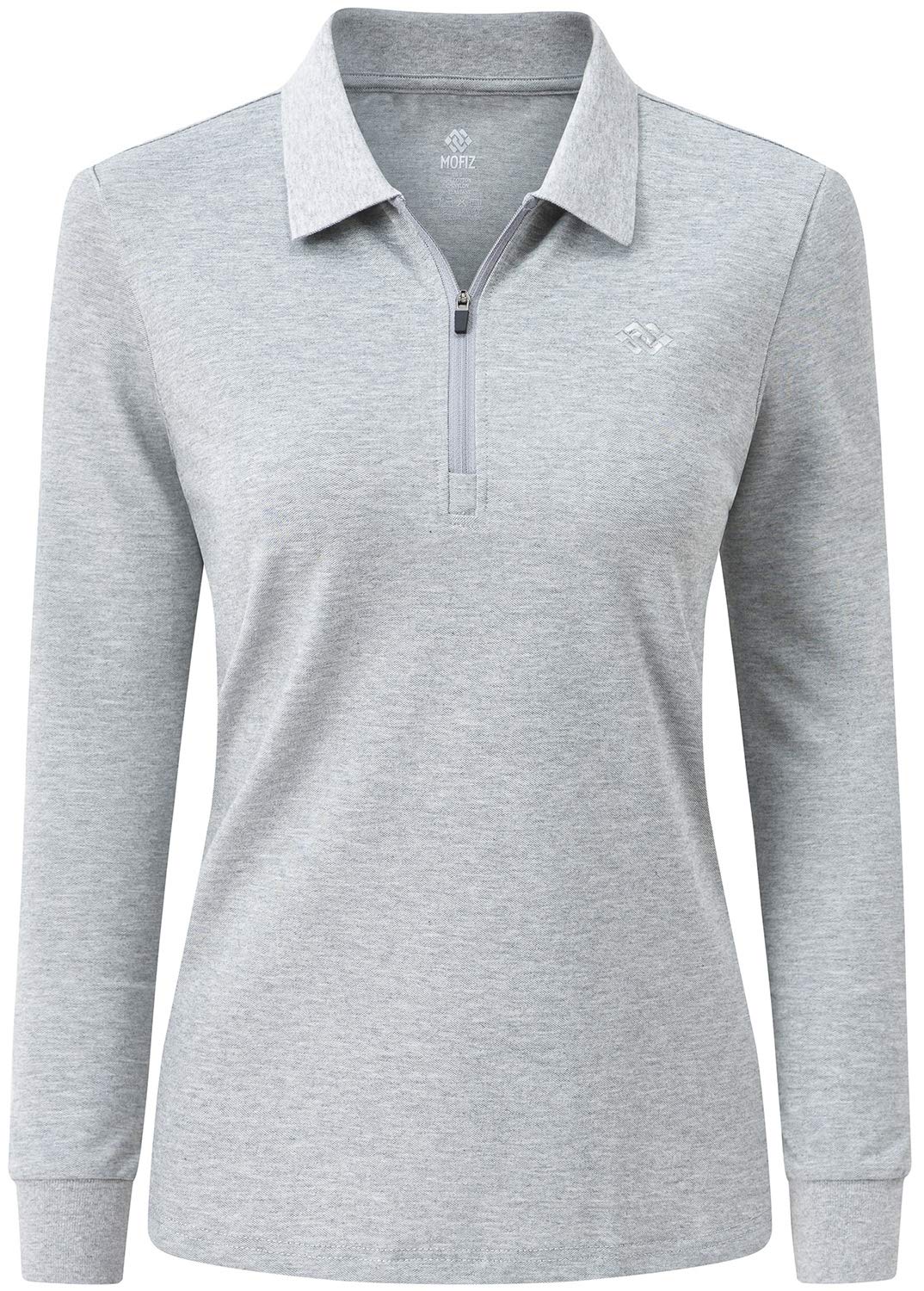 MoFiz Damen Poloshirt Langarm Baumwolle Polohemd Sport Polo Wintershirts mit Reissverschluss Kragen