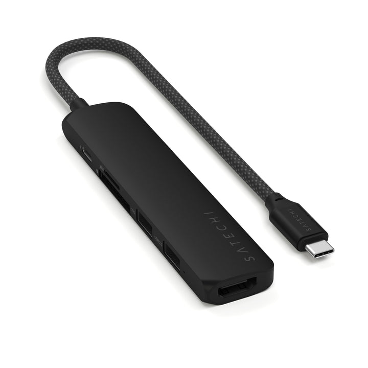 SATECHI 6-in-1 USB-C Hub Slim Plus, HDMI 4K mit 60Hz, 100W PD, 2X USB-A, SD/MicroSD – Für MacBook Ai