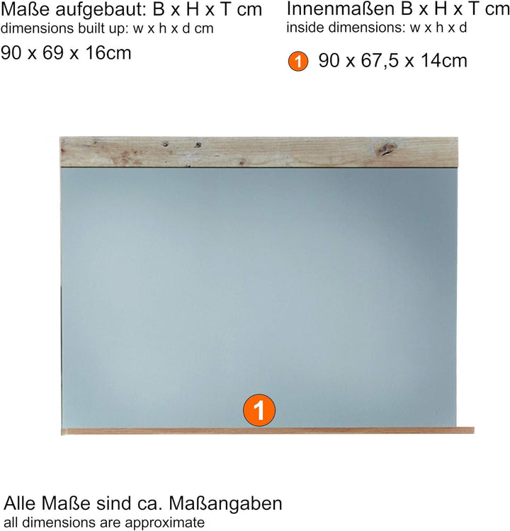 trendteam smart living - Wandspiegel Spiegel - Garderobe - Tailor - Aufbaumass (BxHxT) 90 x 69 x 16