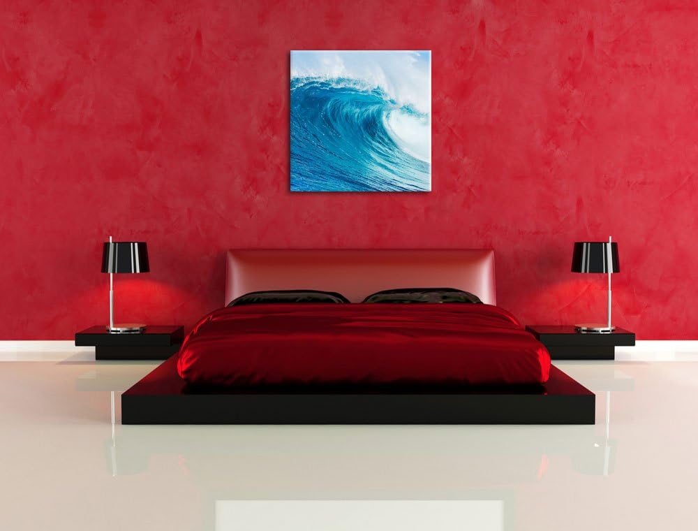 Atemberaubende Welle, Format: 70x70 auf Leinwand, XXL riesige Bilder fertig gerahmt mit Keilrahmen,