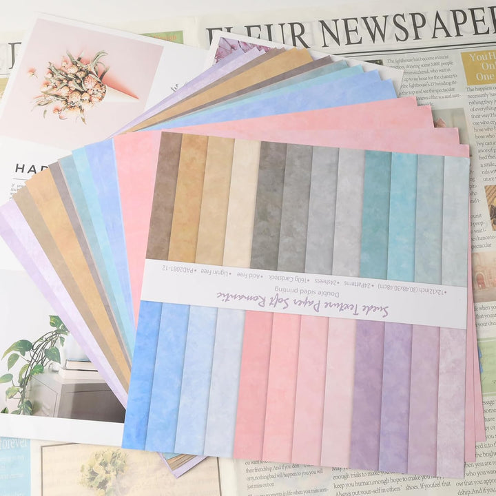 Scrapbook Papier Buntes 24 Blatt Bastelpapier mit Muster 30,5x30,5 cm Doppelseitiges Decoupage Papie