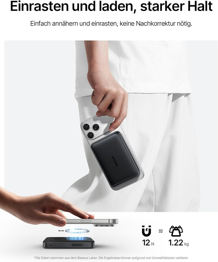 Baseus EnerFill FM21 Qi2.2 25W Magsafe Powerbank, 10000mAh Power Bank Magnetische, PD USB C 45W Schn