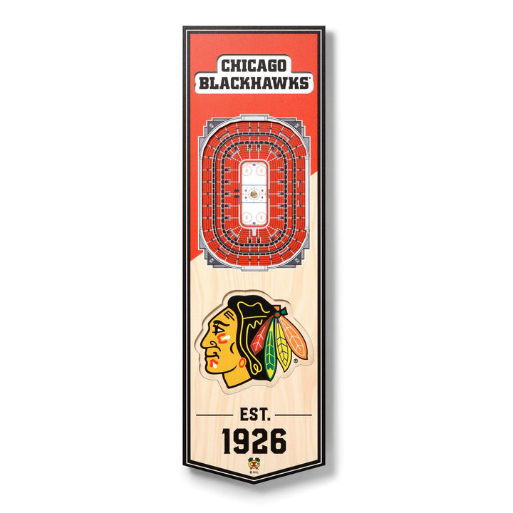 YouTheFan NHL 3D Stadion Banner 6 x 19 Zoll Chicago Blackhawks, Chicago Blackhawks