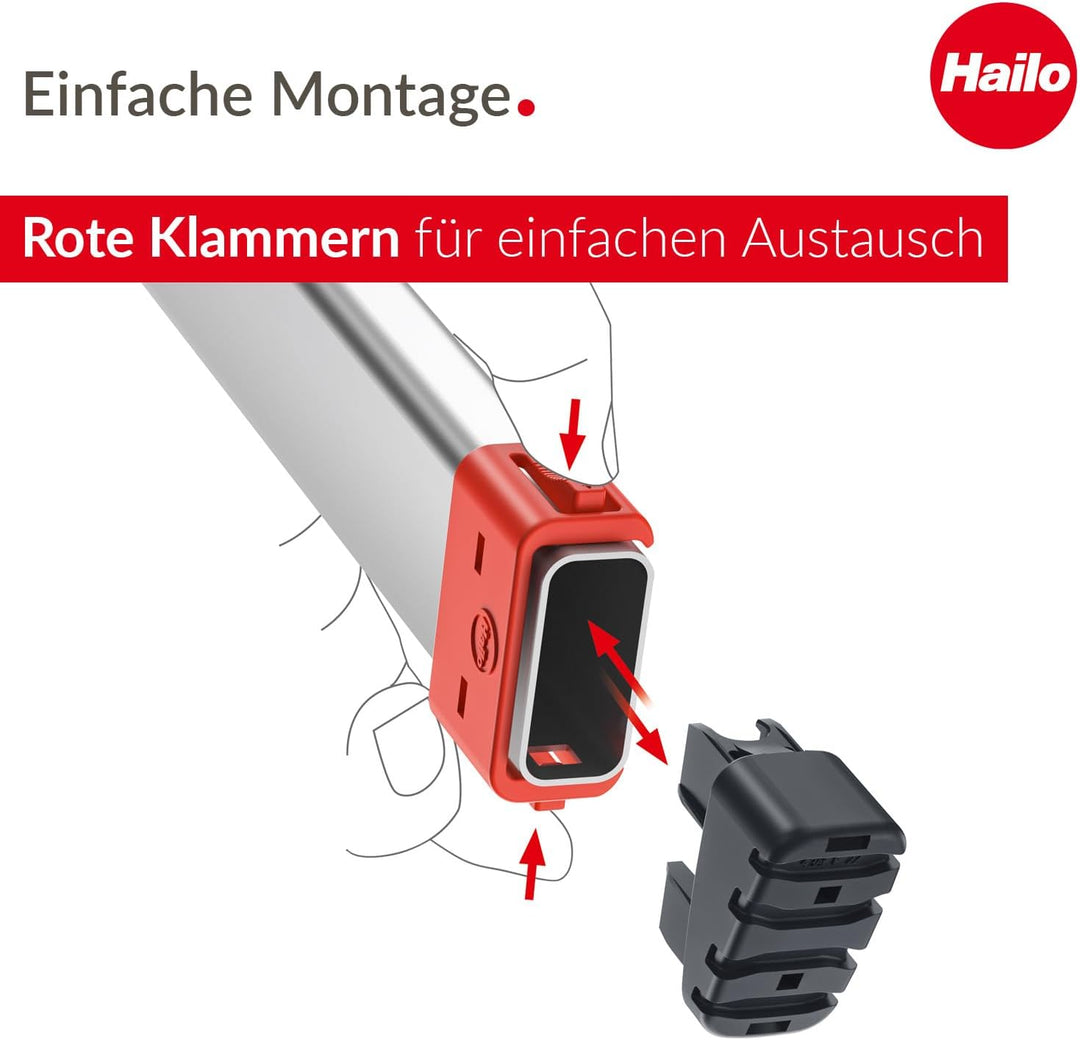 Hailo Leiter-Fuss-Set - Ersatzfüsse für Hailo ProfiLine Stufenleitern - 43 x 20 und 35 x 20 mm Holme