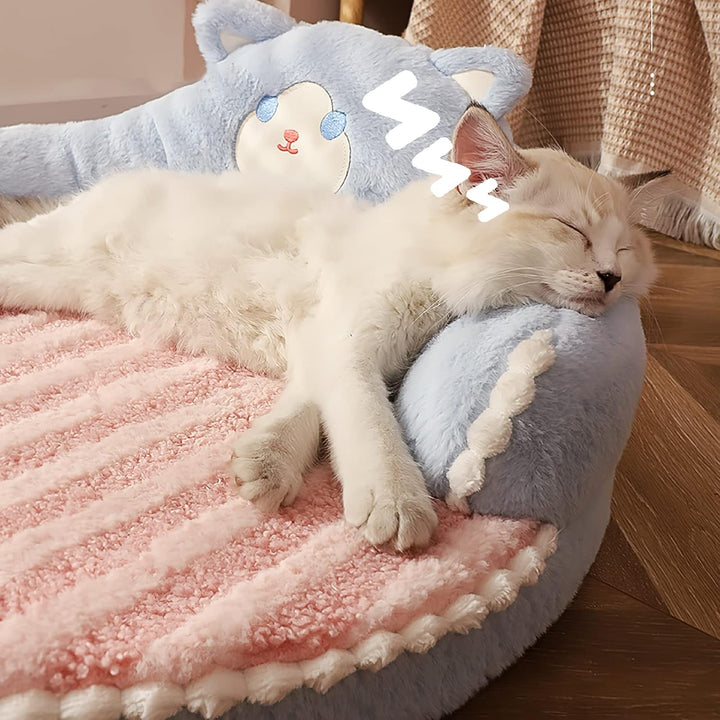 Galatée Katzenbett, Rundes Haustierbett Für Katzen Und Welpen, Warmes, Bequemes Haustierbett, Abnehm