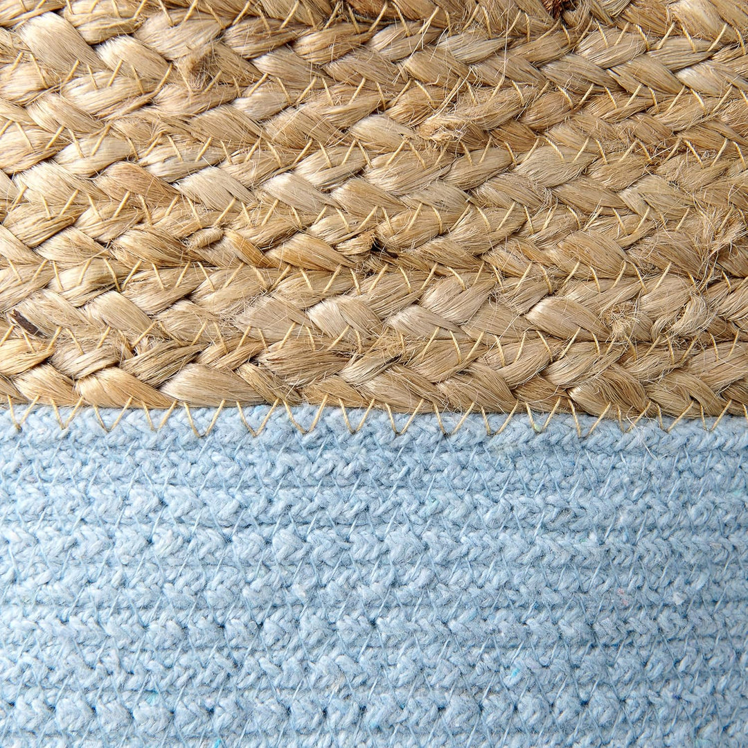 Aufbewahrungskörbe aus geflochtener Jute Baumwolle Set Natur und Blau Gajar