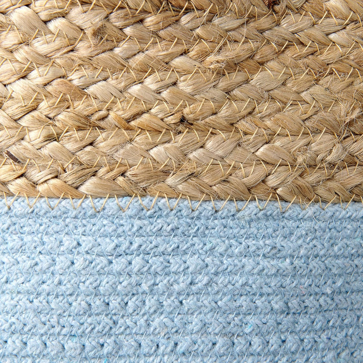Aufbewahrungskörbe aus geflochtener Jute Baumwolle Set Natur und Blau Gajar