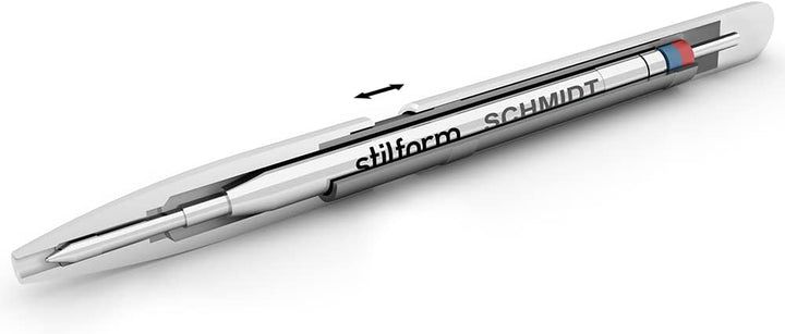 stilform 200029 Kugelschreiber aus Aluminium – patentierter Ballpoint Pen, verschiebbare Kappe mit M