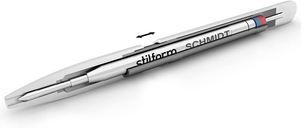 stilform 200033 Kugelschreiber aus Aluminium – patentierter Ballpoint Pen, verschiebbare Kappe mit M