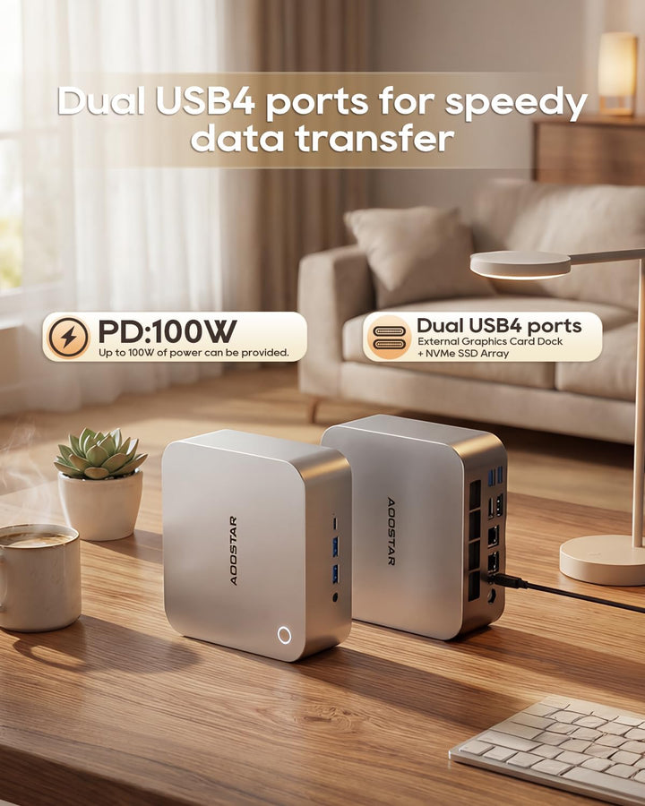 AOOSTAR MACO Mini PC Ryzen 7 H 255(bis zu 4,9GHz), 24GB DDR5 RAM 1TB M.2 SSD, Mini Desktop Computer