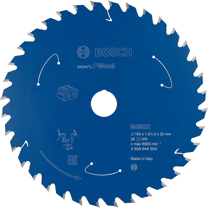 Bosch Accessories 1x Kreissägeblatt Expert for Wood (Holz, Sägeblatt Ø 160 x 20 x 1,5 mm, 36 Zähne,