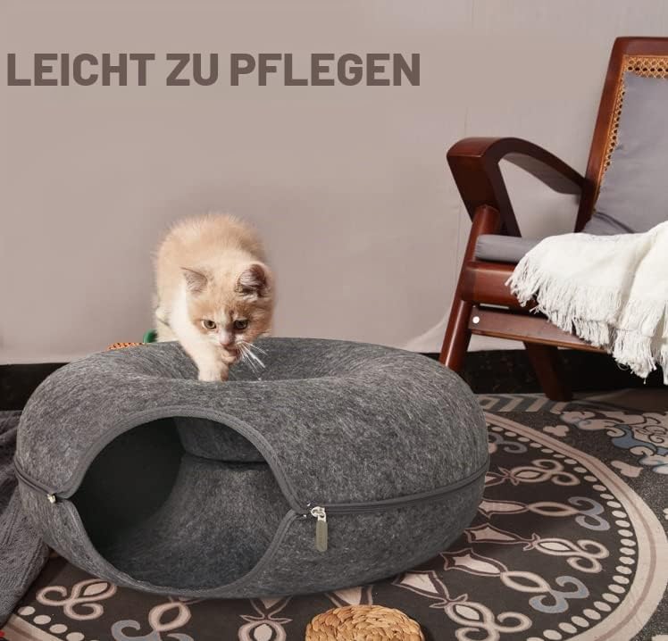 Lucky Sign - Katzenhöhle Katzentunnel aus Filz Katzenbett multifunktionalle Katzensofa gemütliches K