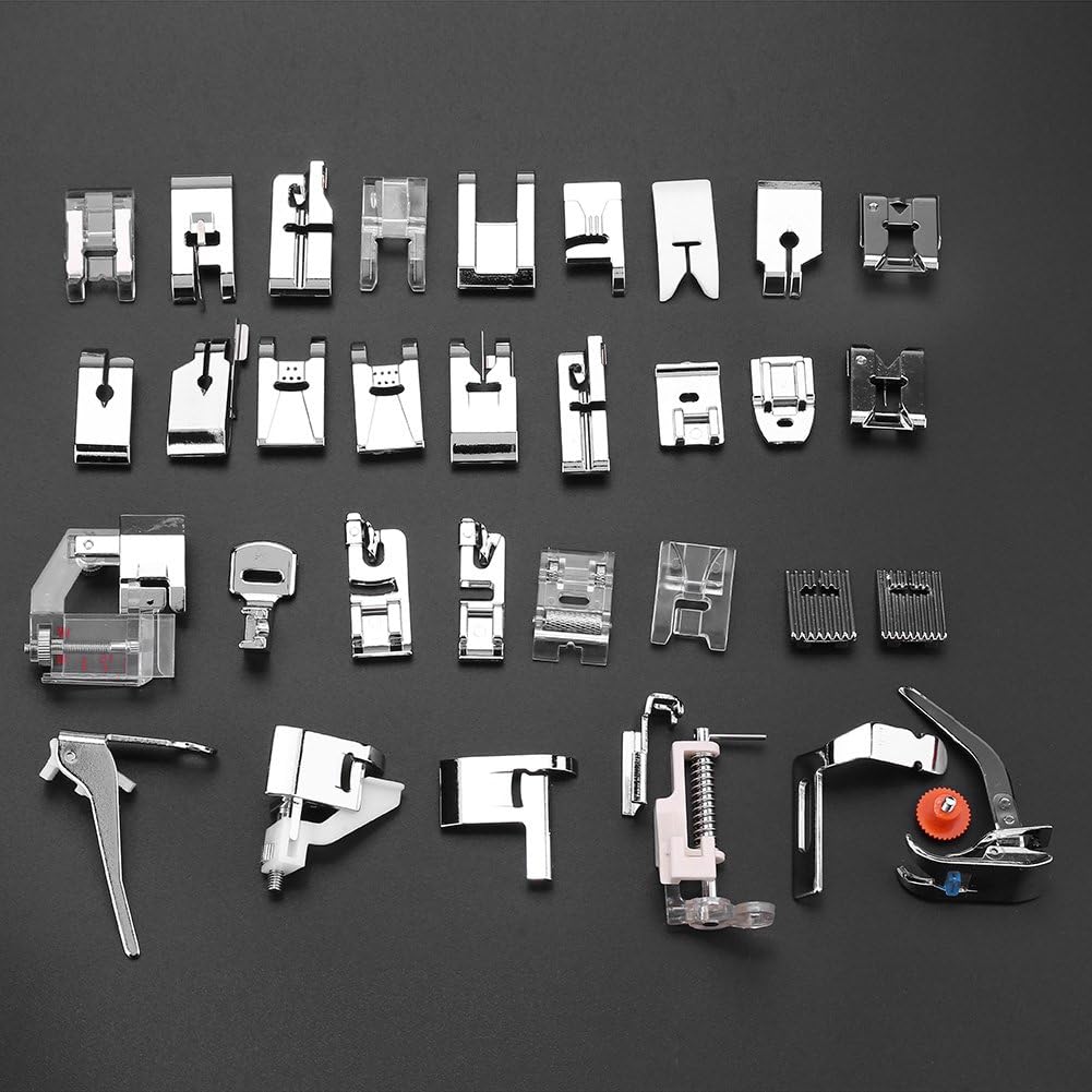 Zerodis 32Pcs Domestic Sewing Machine Nähfuss Set DIY Nähen Walking Nähfüsse Haushalt Nähmaschine Zu