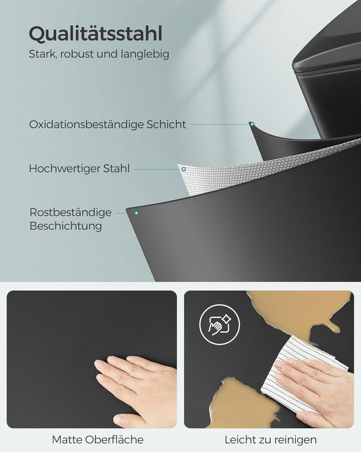 SONGMICS Mülleimer Küche, 48 Liter, schmal, Abfalleimer, Tretmülleimer für enge Räume, Küchenmülleim