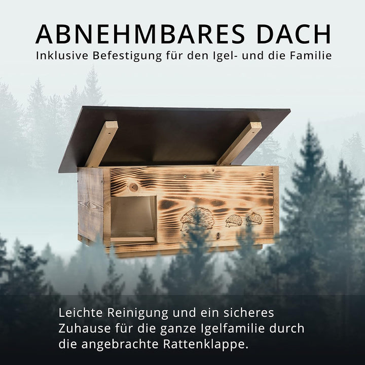 XXXL Igelhaus (IG2) Igelhotel Igelhütte Igelfutterhaus - Igelhaus mit Labyrintheingang und Rattenkla