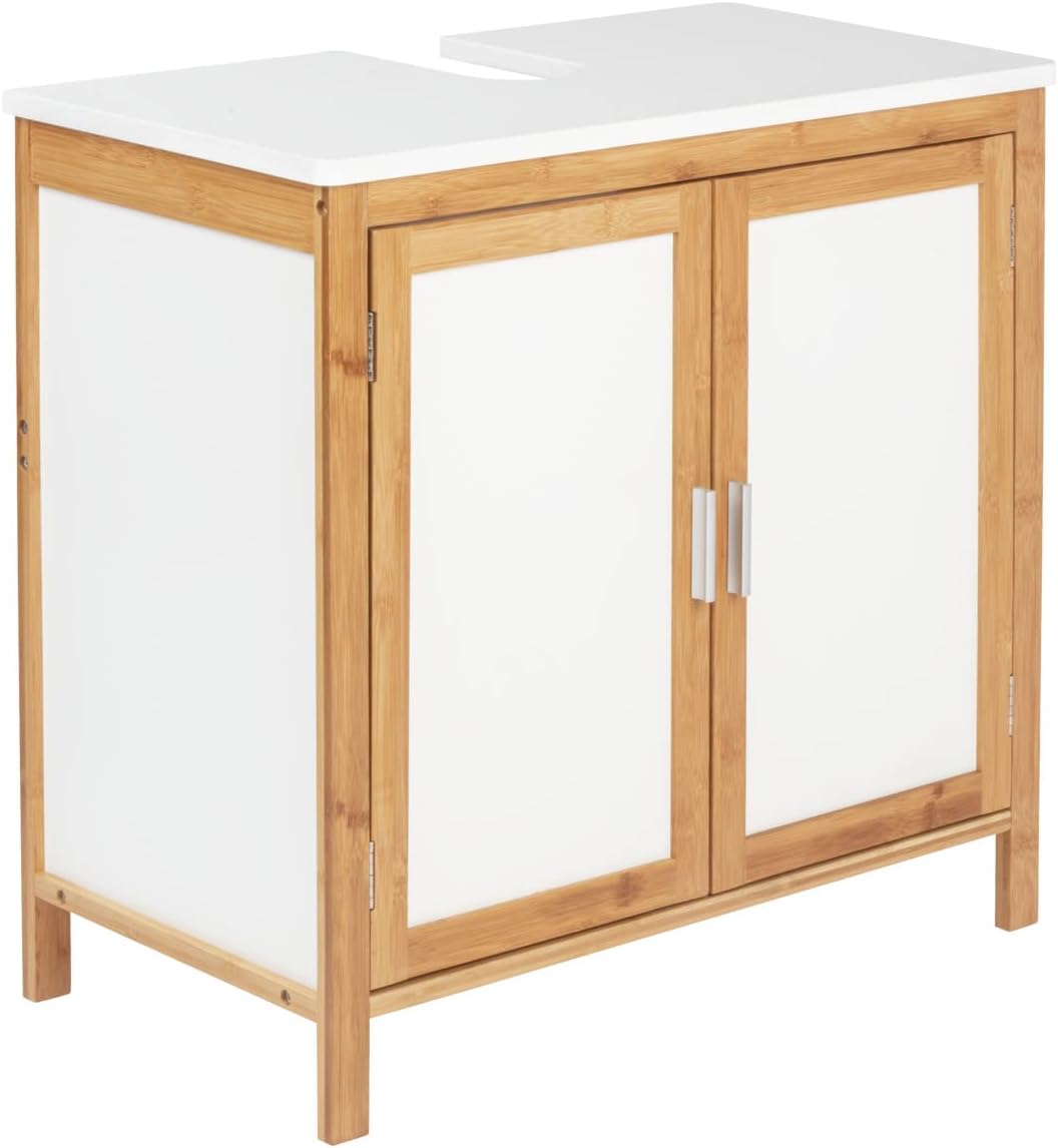 WENKO Waschbeckenunterschrank Finja, Waschbecken-Unterregal im Scandi Chic, mit Zwischenboden, 2 Tür