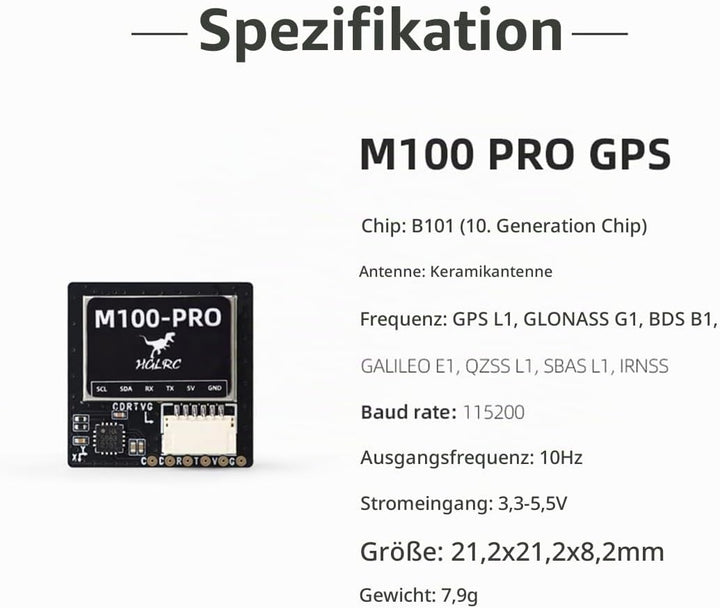 HGLRC M100 Pro GPS-Modul - Hochpräzises GPS mit GLONASS/Beidou-Unterstützung, Ultraleicht und Kompak