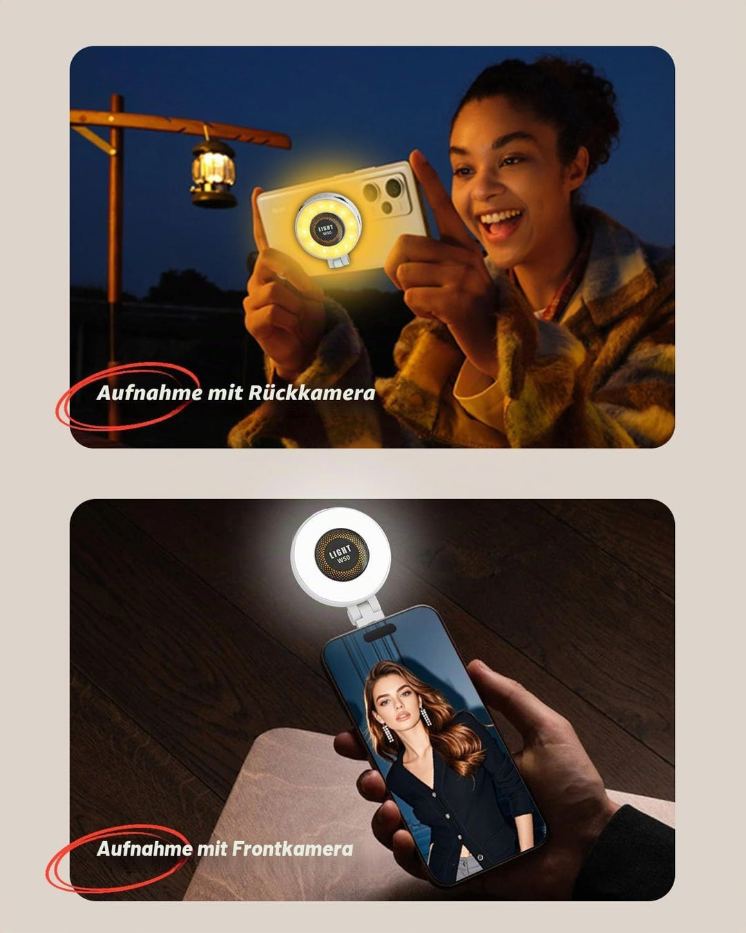 Ringlicht Handy Selfie Licht für iPhone - Magnetisches Handy Licht Telefonringlicht wiederaufladbar