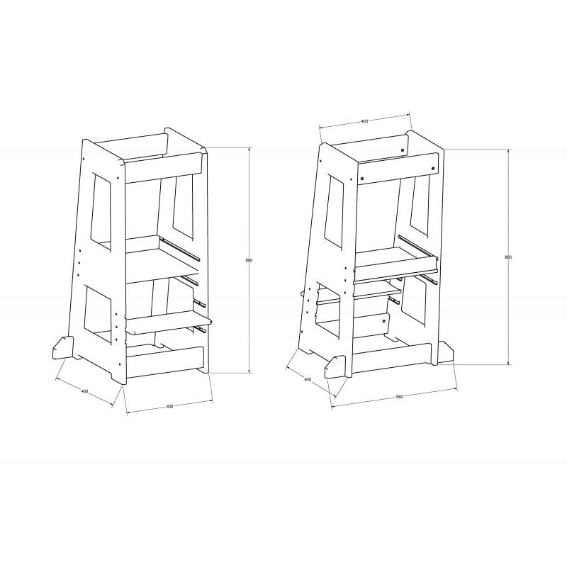 tiSsi Lernturm Felix, Entdeckerturm Montessori mitwachsend Buche Taubenblau