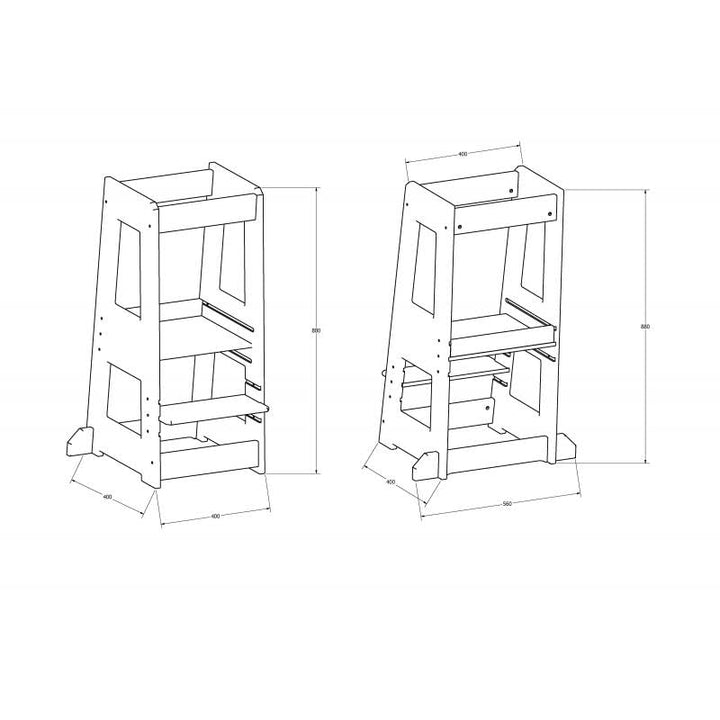 tiSsi Lernturm Felix, Entdeckerturm Montessori mitwachsend Buche Taubenblau