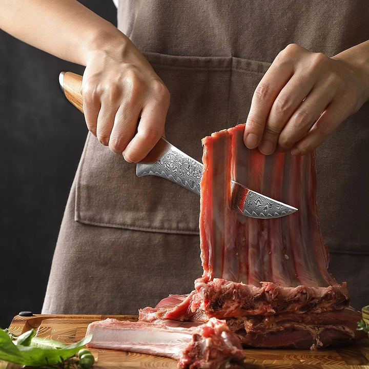 HEZHEN 73 Lagen Damaststahl Filetiermesser, Professionelles Fischmesser, Damast Ausbeinmesser, Full