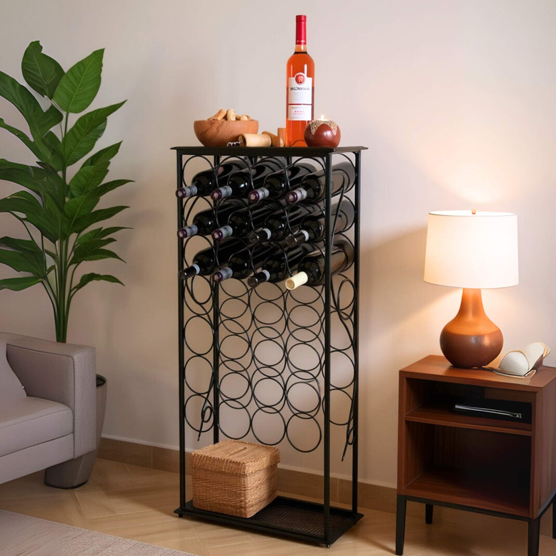 DanDiBo Weinregal Metall Schwarz Stehend Flaschenregal 100 cm Rico Modern Wine Rack Weinständer Wein