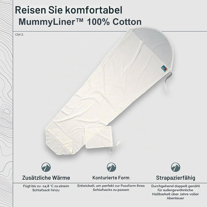Cocoon MummyLiner Mumienschlafsack, Baumwolle 241 x 90/56 cm natur, 241 x 90/56 cm natur