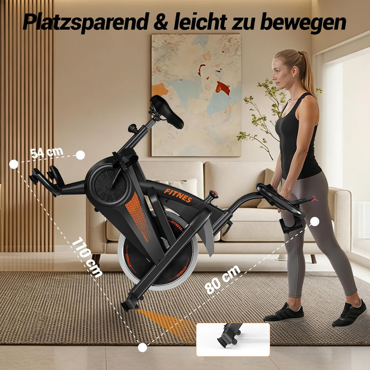 UMAY Heimtrainer Fahrrad, Indoor Spinning Bike, Ergometer mit Pulsmessung &amp; LED Display, Hometrainer