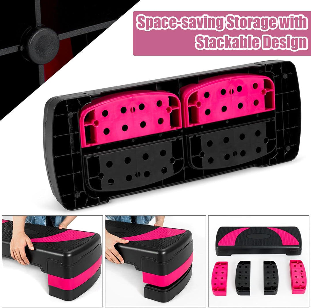 KOMFOTTEU Stepbrett Fitness Stepper, Aerobic Steppboard 10/15/21 cm Höhenverstellbar, Step Bench Tra