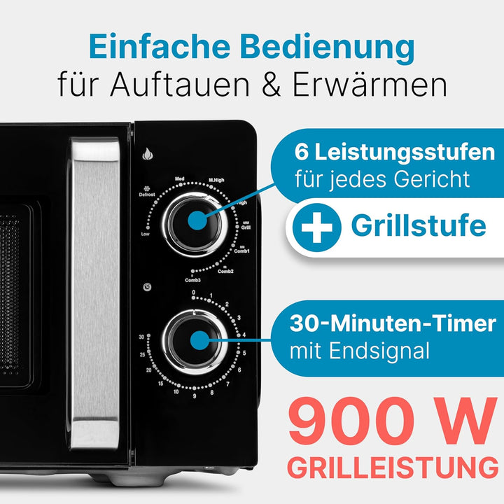 ProfiCook Mikrowelle | 6 Mikrowellen-Leistungsstufen inkl. Auftaufunktion | Microwave | 900 Watt | G