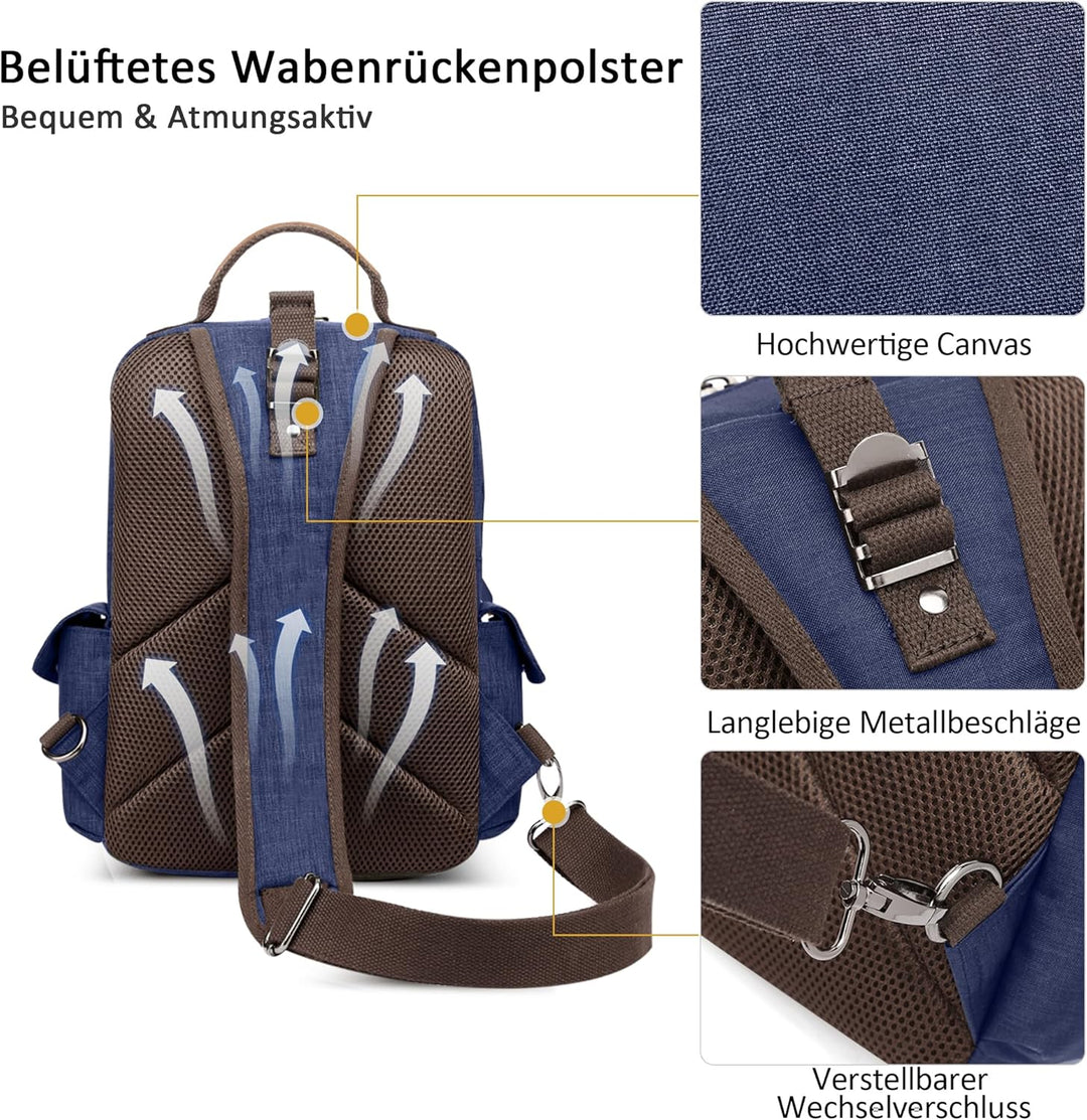 DORRISO Brusttasche Herren Mode Grosse Kapazität Schultertasche für 10,9 Zoll iPad mit Griff Mehrere