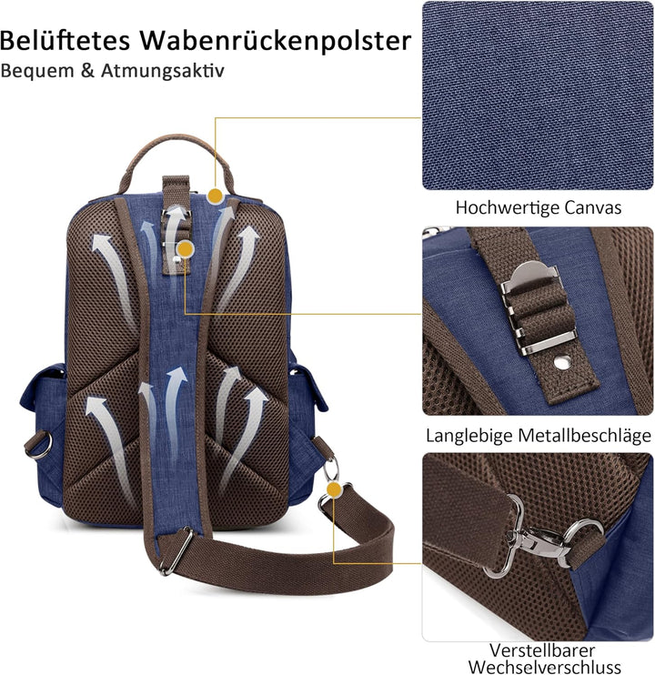 DORRISO Brusttasche Herren Mode Grosse Kapazität Schultertasche für 10,9 Zoll iPad mit Griff Mehrere