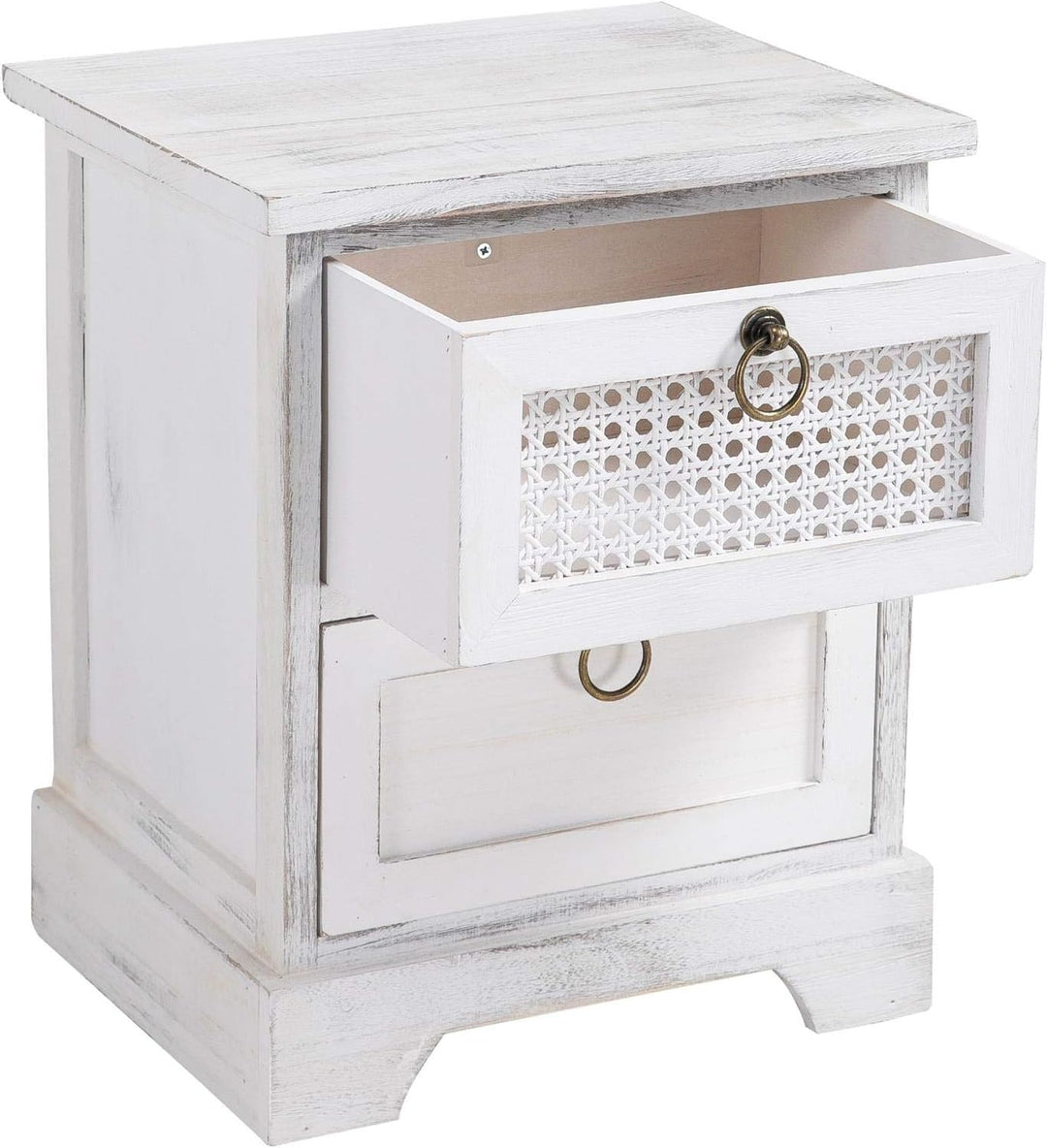 CARO-Möbel Nachttisch IRMA Nachtschrank Nachtkonsole mit 2 Schubladen weiss Shabby Chic Vintage Desi