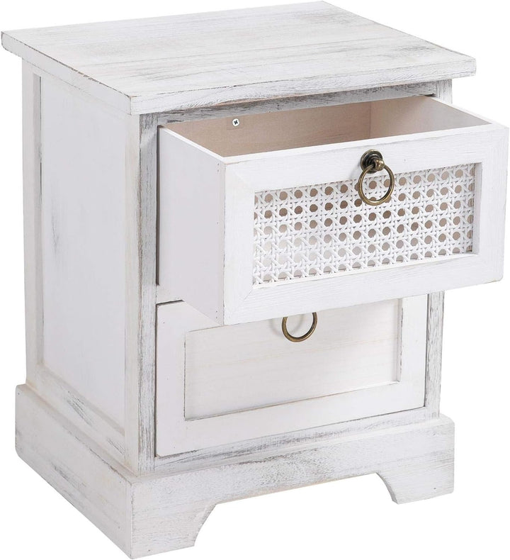 CARO-Möbel Nachttisch IRMA Nachtschrank Nachtkonsole mit 2 Schubladen weiss Shabby Chic Vintage Desi