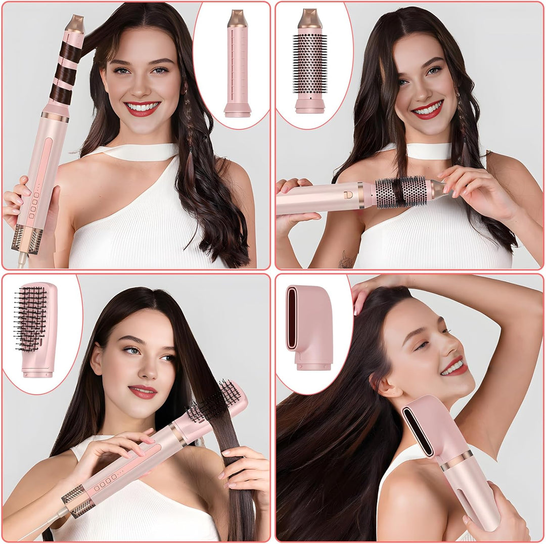 Hairstyler 6 in 1, Professioneller Haarstyler, 110000 U/Min Airstyler Set mit Auto Lockenstäbe, Föhn
