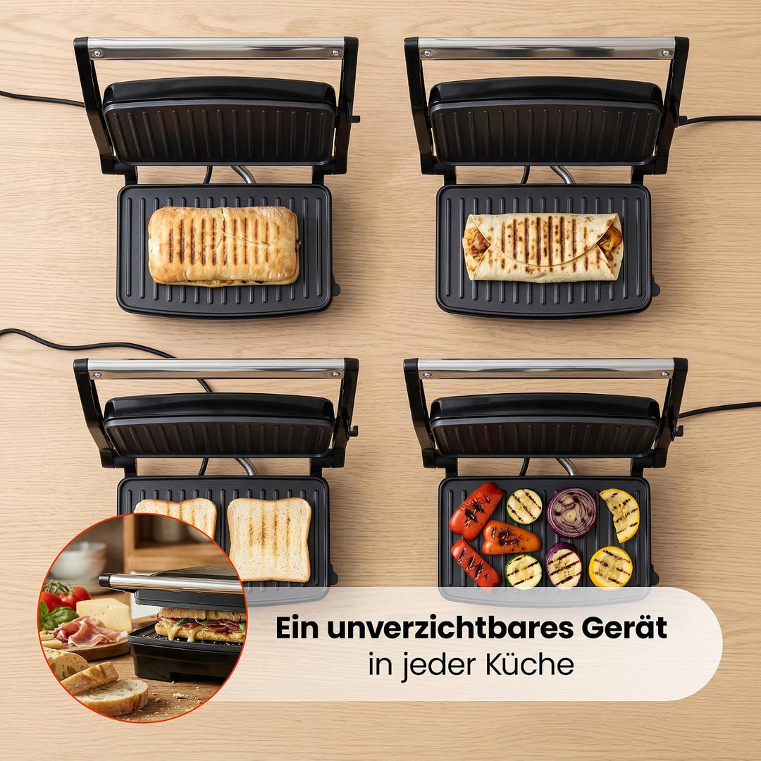 Sandwichmaker, Panini-toaster, Elektrischer Grill, Schwarz, 1000W