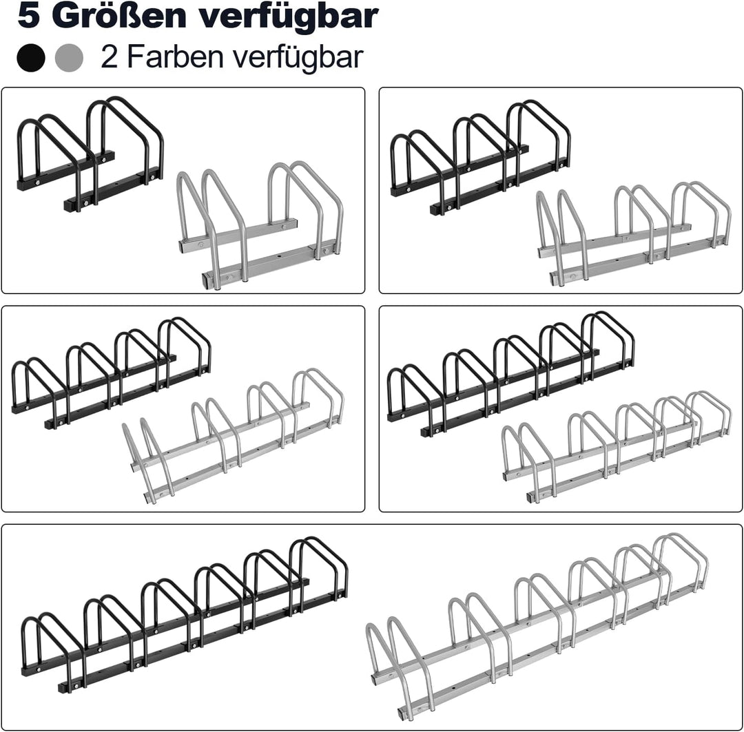 Joparri Fahrradständer für 5 Fahrräder, Mehrfachständer 35-55 mm Reifenbreite Aufstellständer Radstä