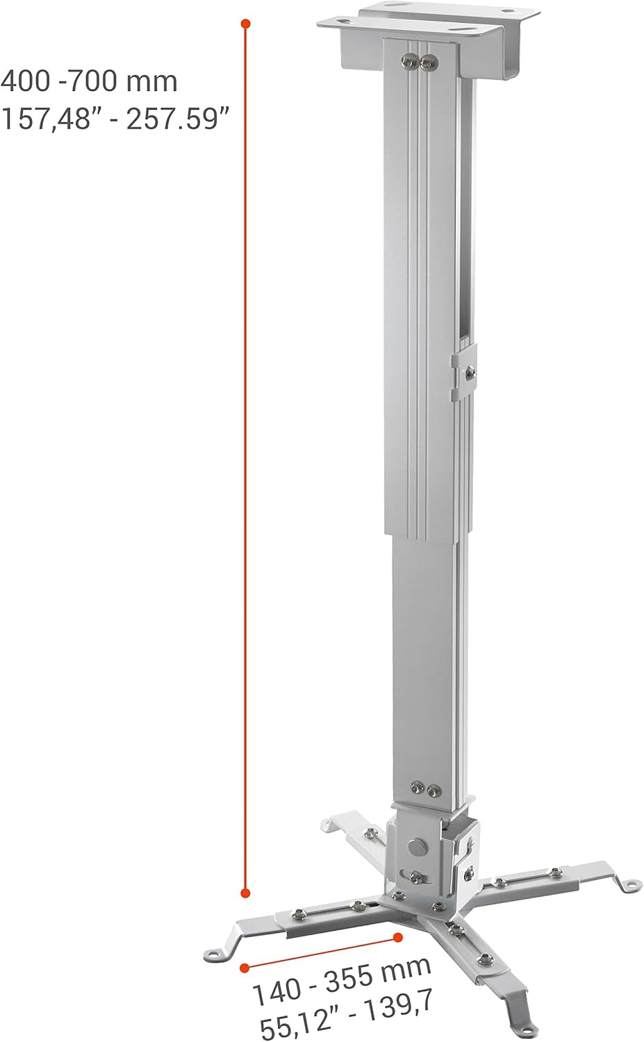 celexon universal Beamer-Decken-Halterung MultiCel4070W weiss | neigbarer, schwenkbarer & höhenverst