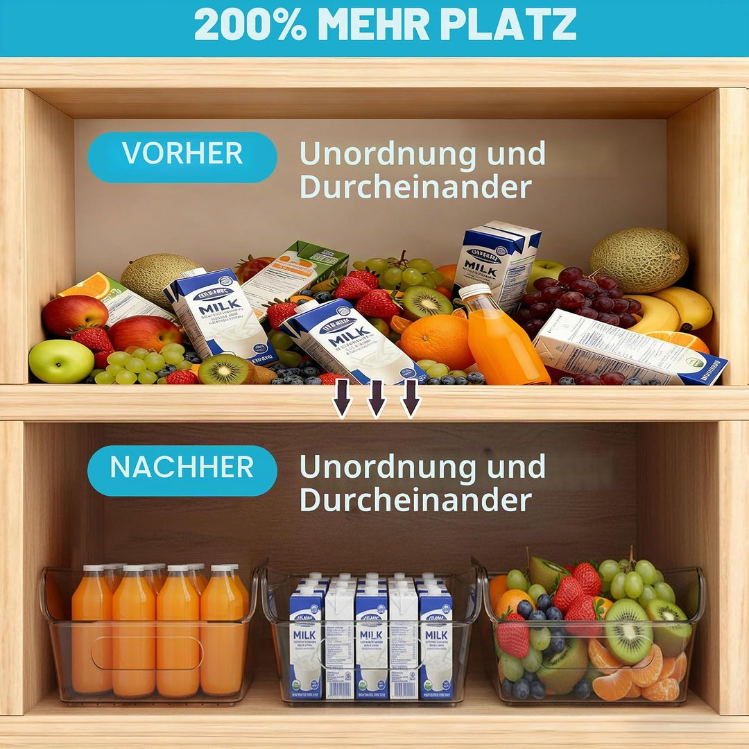 4er Kühlschrank Organizer set, Küchen Organizer mit 3 Fächern und Griffen,Schubladen organizer Küche