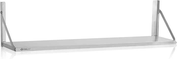Mahlzeit Edelstahl Wandregal | 120 x 30 cm | Hängeregal, Klappbar | Silber | Ablage Edelstahl Regal